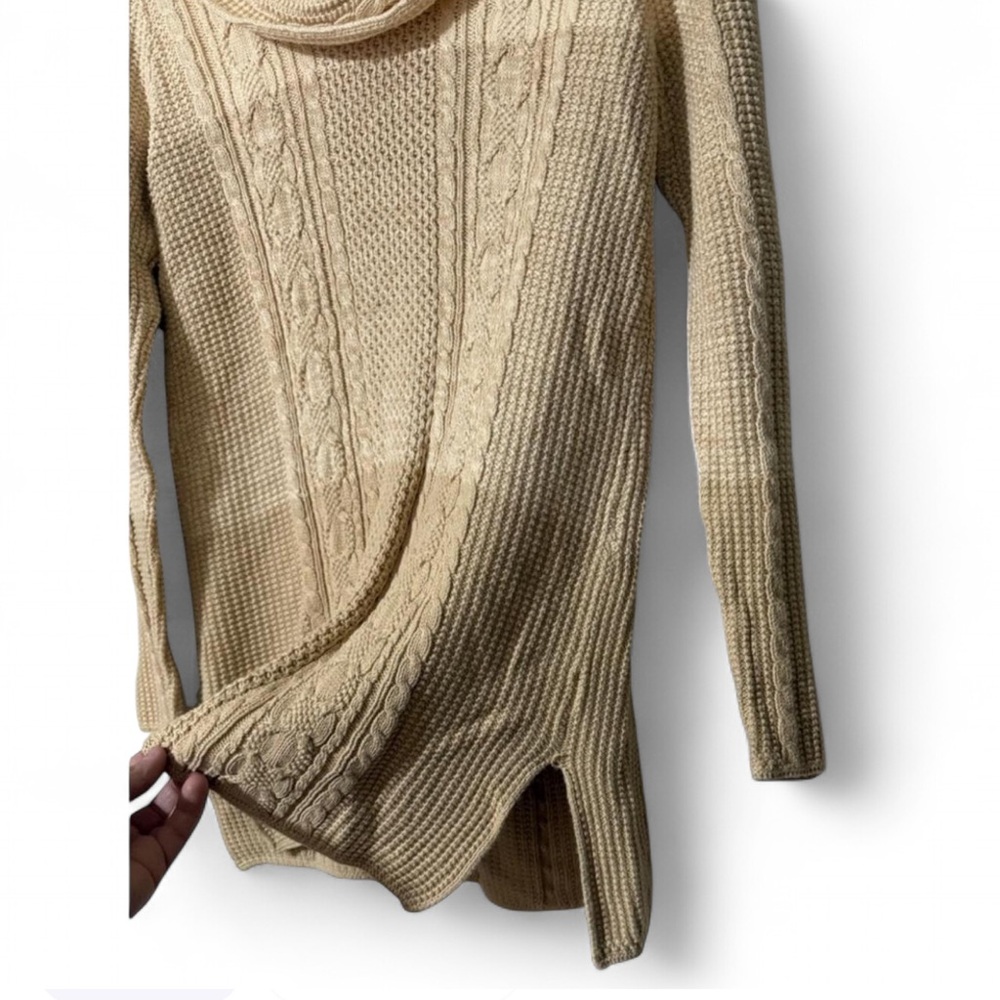 **SOLD** Jeanne Pierre Neutral Color Block Cowl Neck Tunic Sweater - Medium - Picture 5 of 8